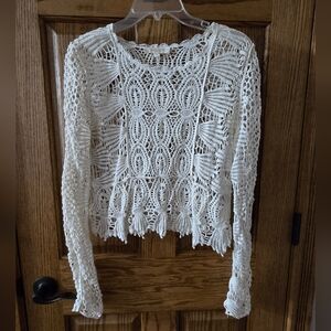 Elegant White Crochet Lace Top